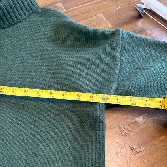 Madewell Sadler Turtleneck Sweater Size Large Deep Forest Green Merino Wool Boxy - Picture 6 of 9